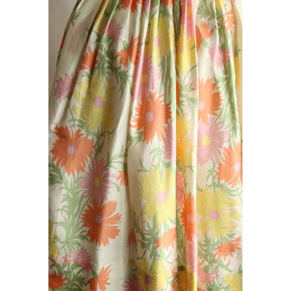 Vintage 1960s Skirt, Silk Full Circle Pastel Floral Pleated - Picture 3 of 10